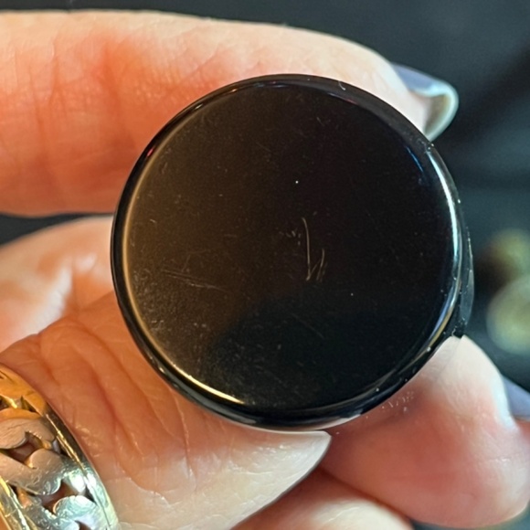 Vintage Size 6 3/4 Lucite Ring Chunky Flat Top Dome Black Mid Century Modern - Picture 15 of 16